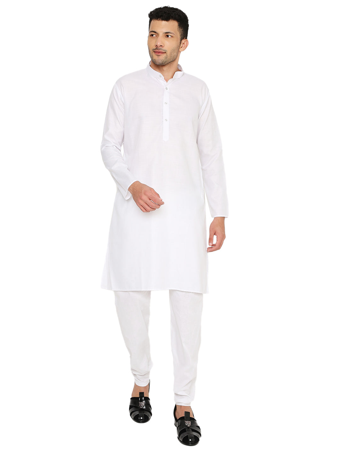 white kurta with shawl
