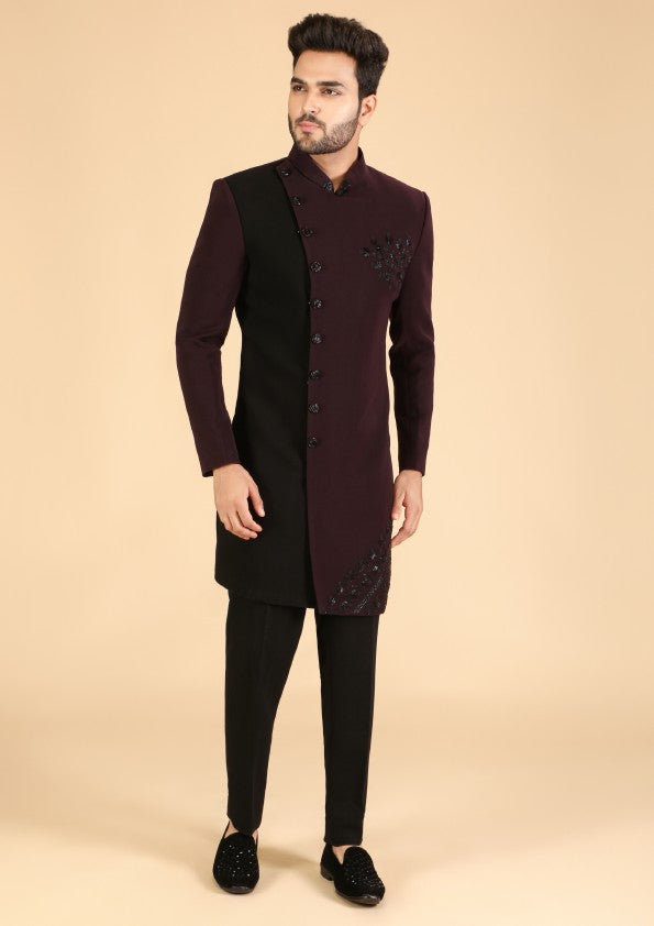 Wine-Black MultiColour Indo-Western