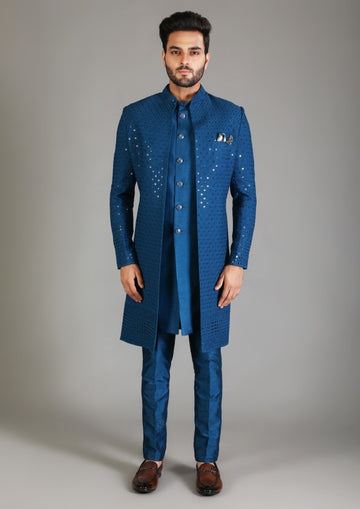 Blue & Blue Indowestern