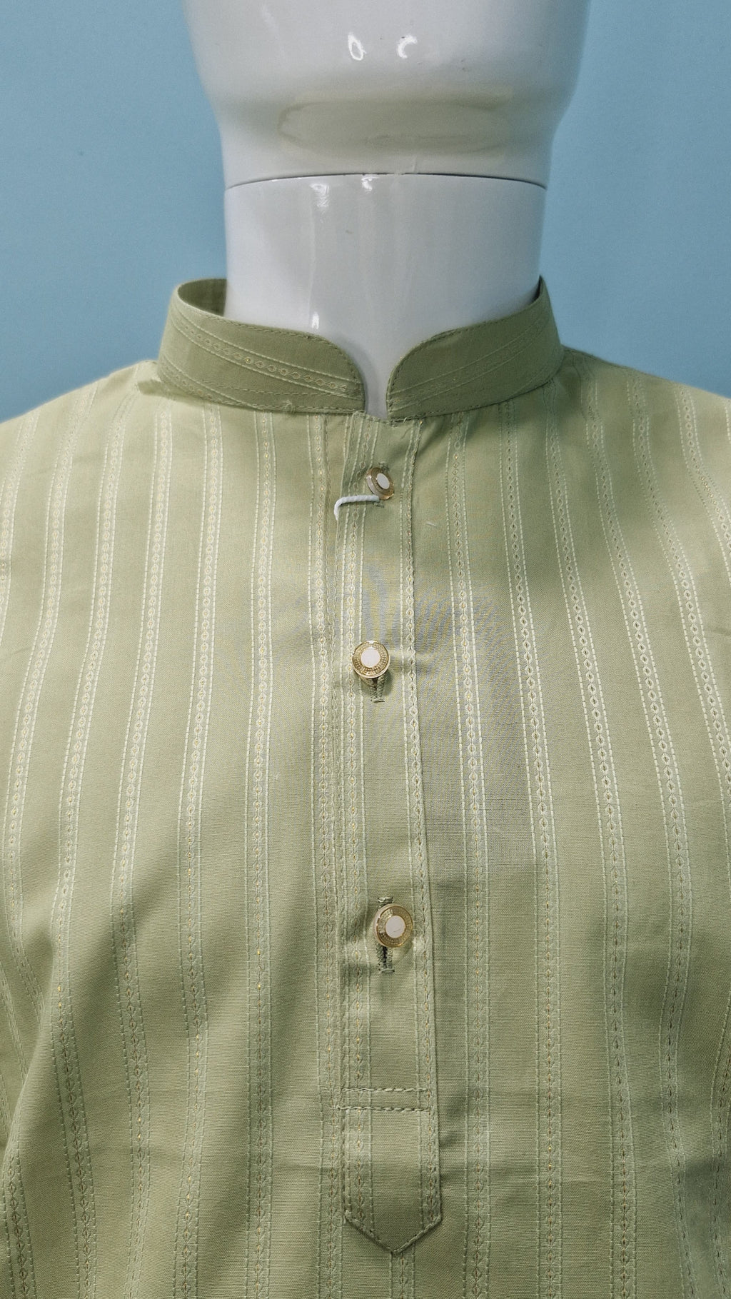 Men's Classic Kurta with Embroidered Pinstripes (1300)