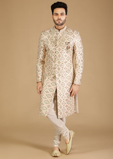 Cream Colour Sherwani Set (Heavy)