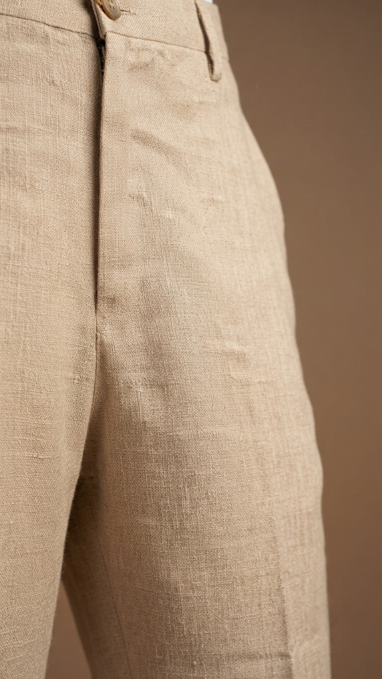Linen Blend Tailored Trousers – Natural Beige polo pant (Lilen)