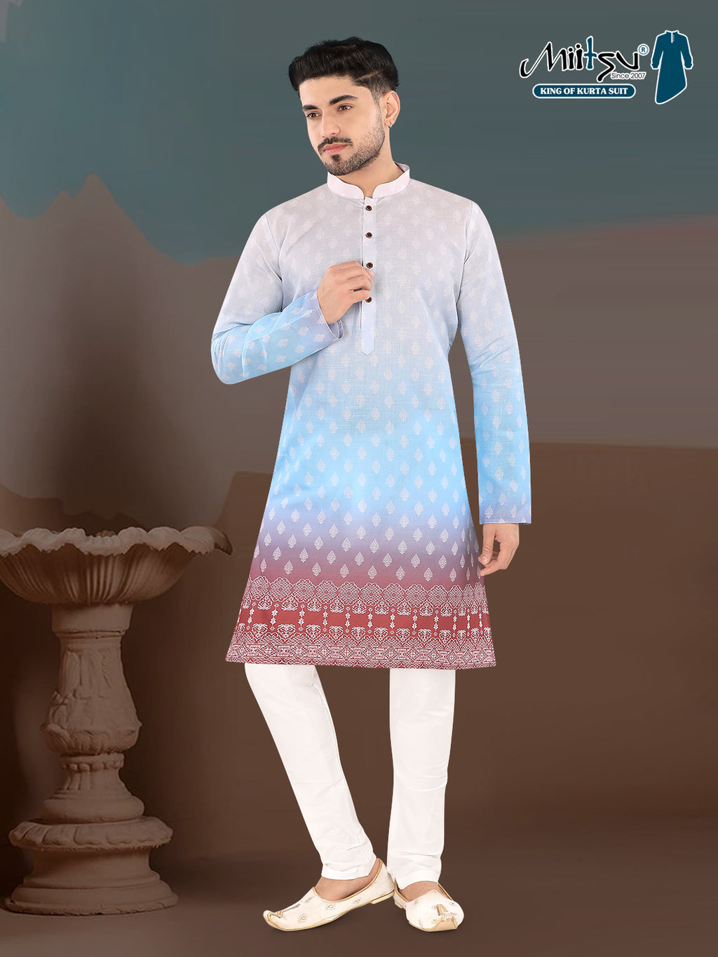 Sky Blue Ombre Printed Festive Kurta Set (1902)