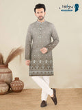 Light Grey Printed Festive Kurta Set (1904)