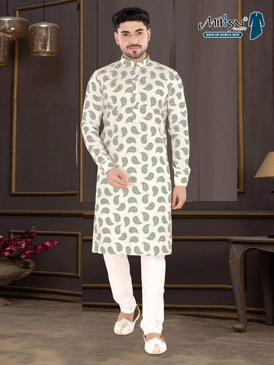 Ivory Paisley Heritage Kurta (20087)