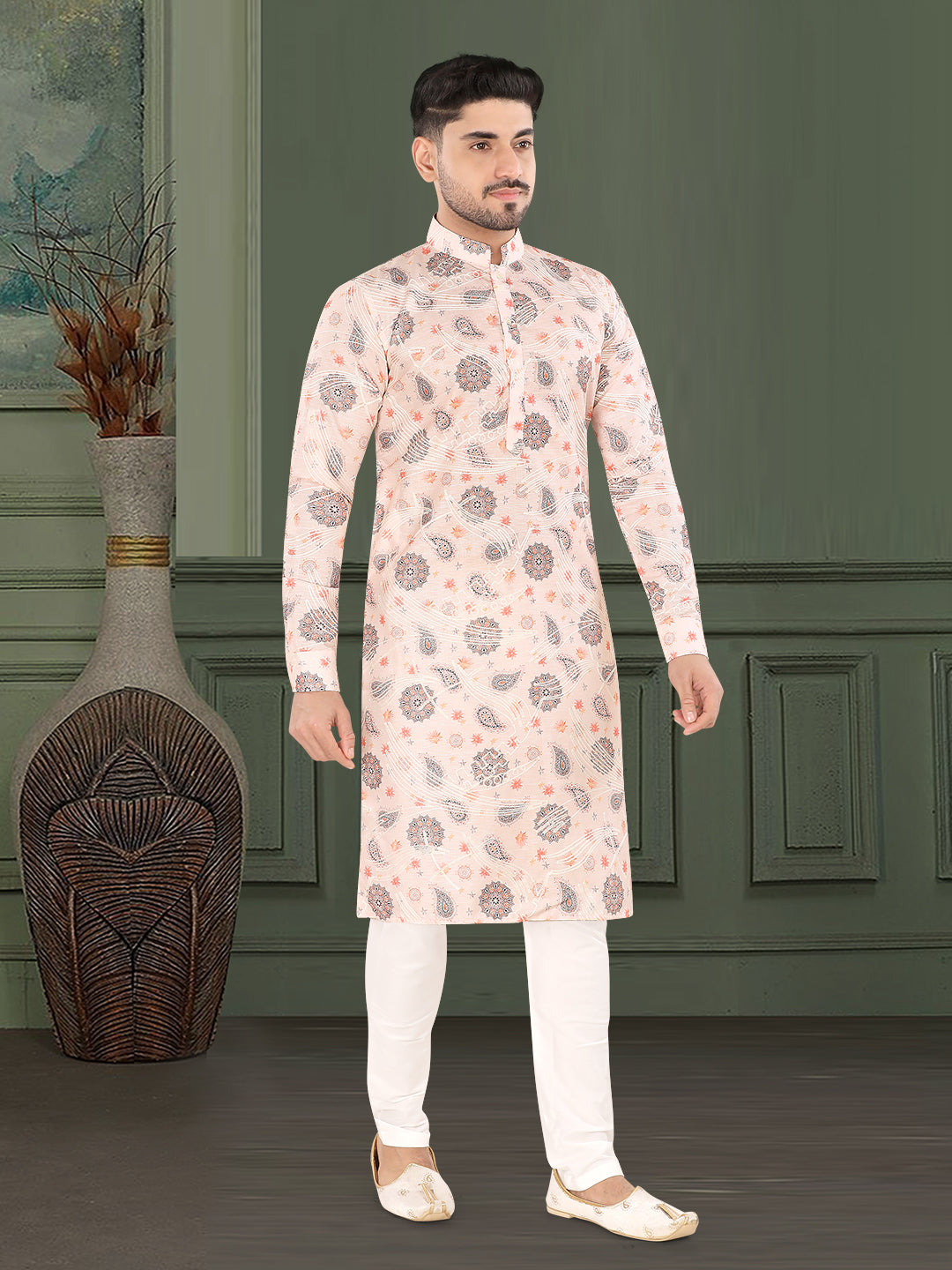Pinkish Aura Traditional Print Kurta (20178)
