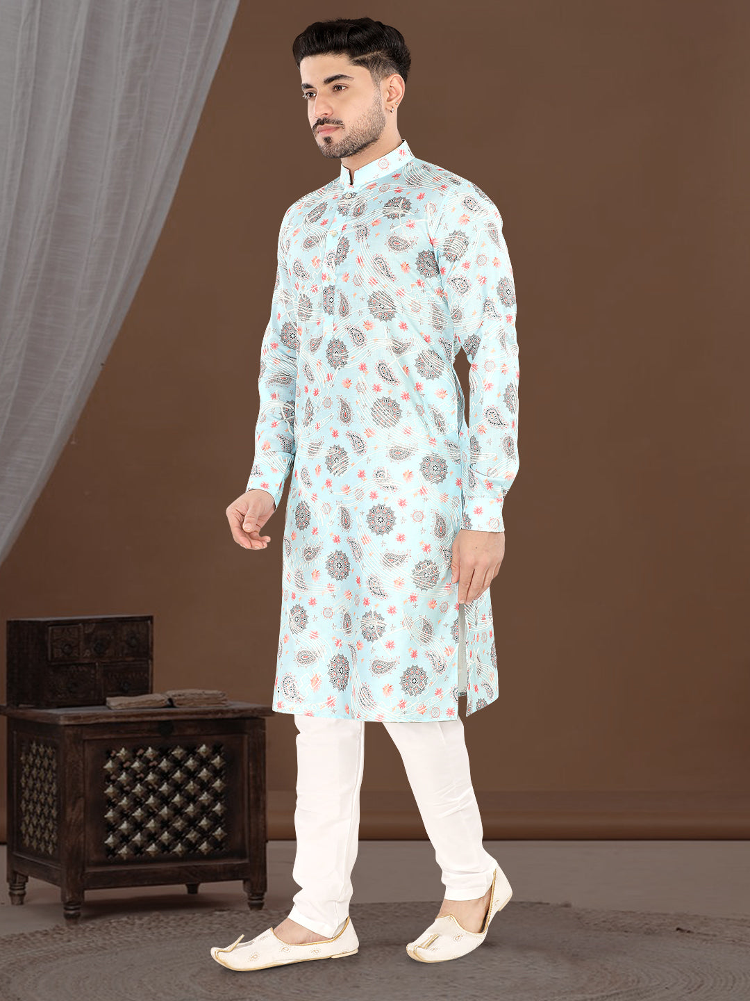 Sky Bloom Ethnic Print Kurta(20178)