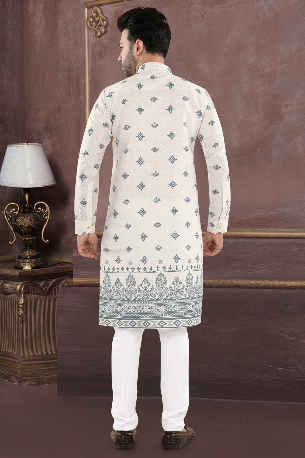 Ivory Noor Heritage Kurta" – By Miitsu (20189)
