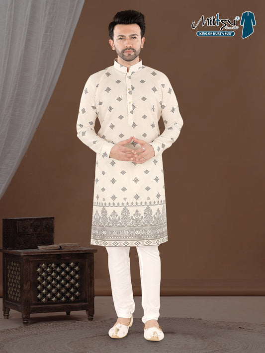 Ivory Heritage Motif Kurta (20189)