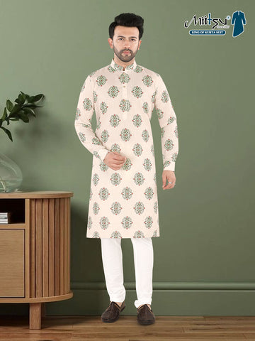 Soft Bloom Motif Kurta” – By Miitsu (20196)