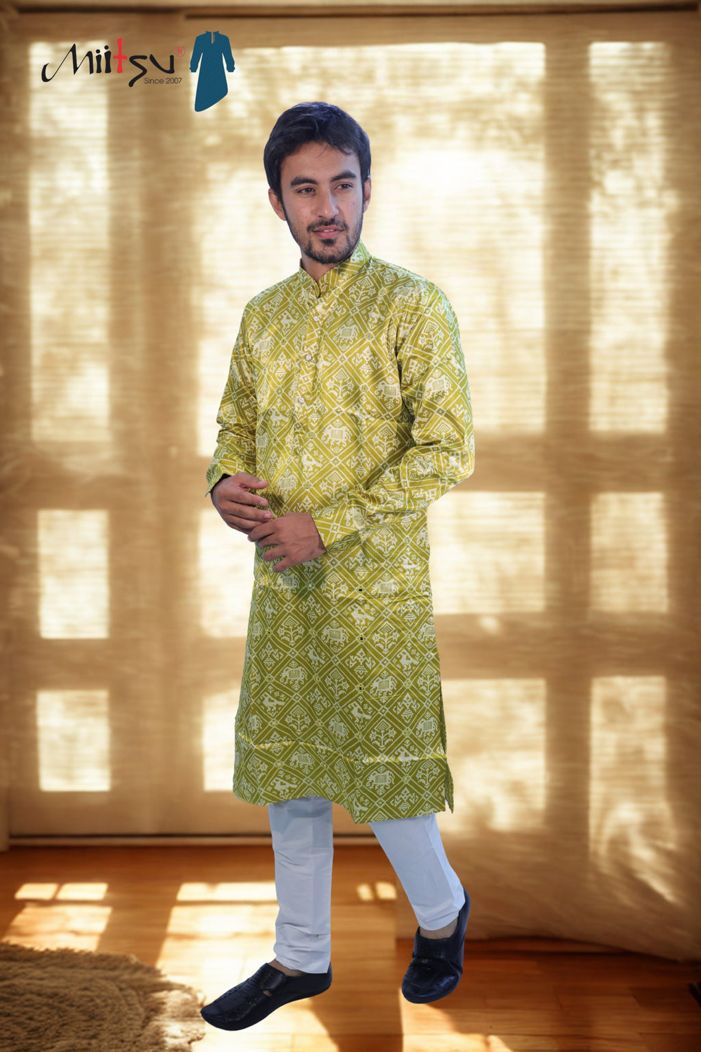 Royal Ikat Mirror Work Mashroo Kurta (2781)