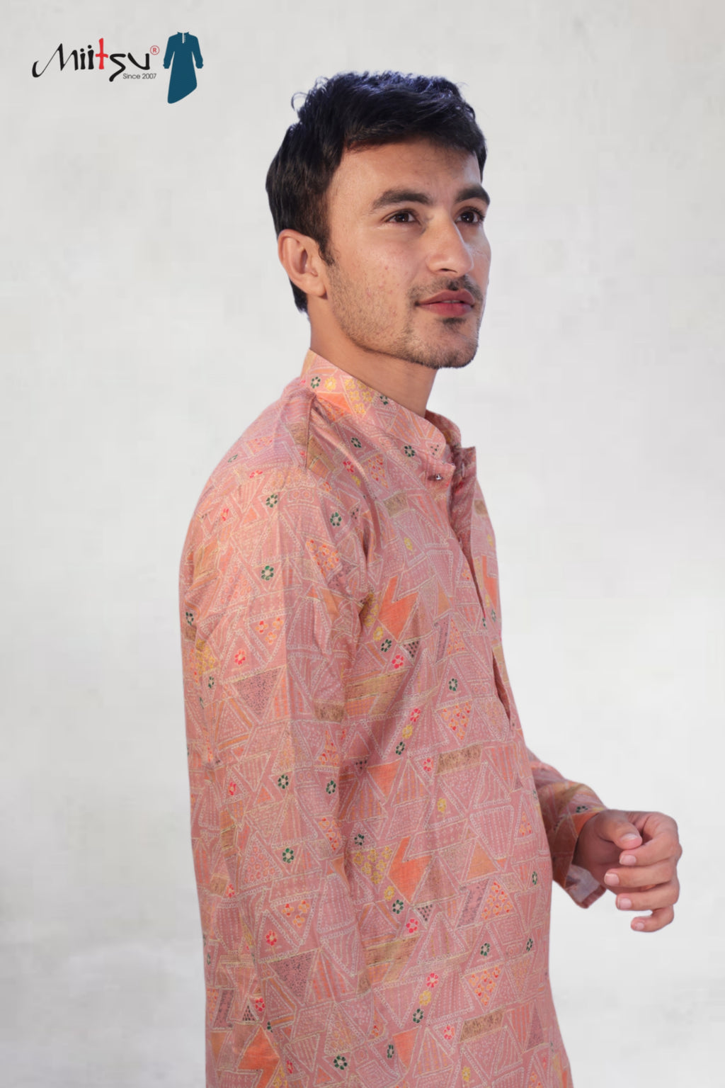 "Coral Charm Printed Kurta – Modern Ethnic Statement" (7449)