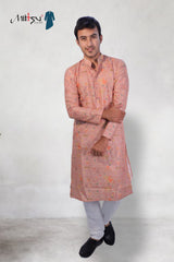 "Coral Charm Printed Kurta – Modern Ethnic Statement" (7449)