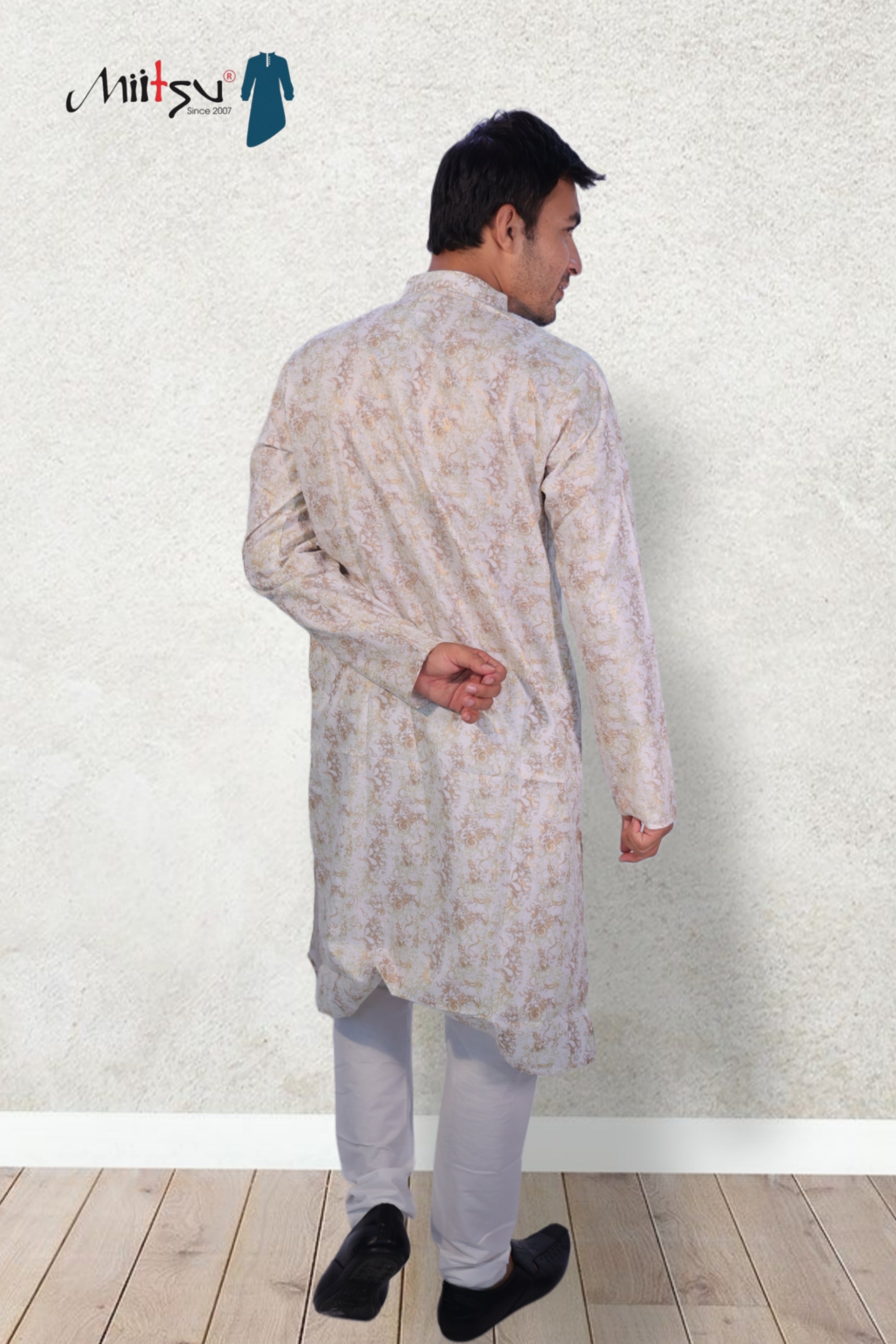 Regal Charm Beige Printed Kurta – By Miitsu (50055)