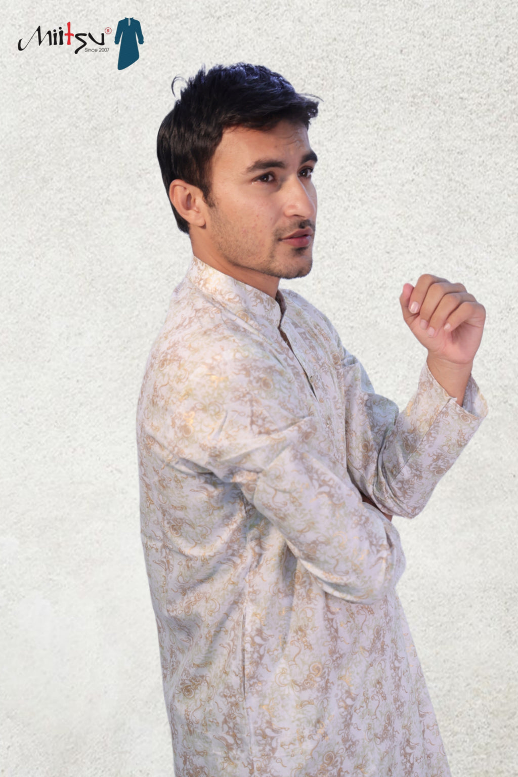 Regal Charm Beige Printed Kurta – By Miitsu (50055)