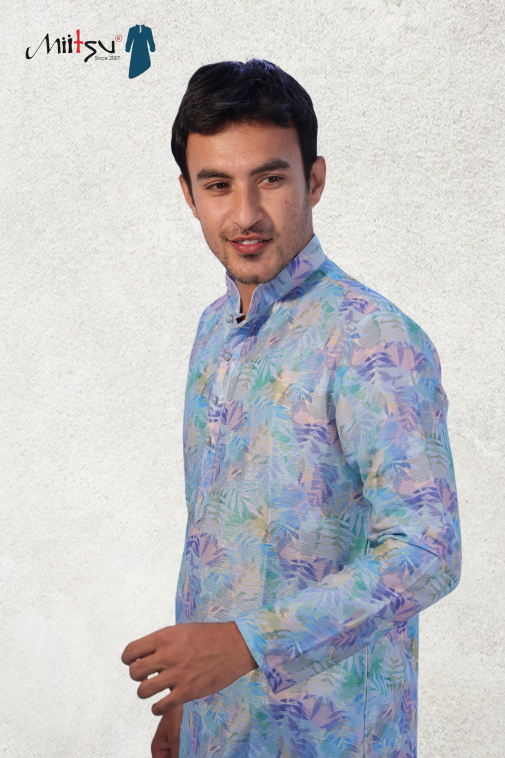 Serene Breeze Pastel Blue Printed Kurta – By Miitsu (4626)