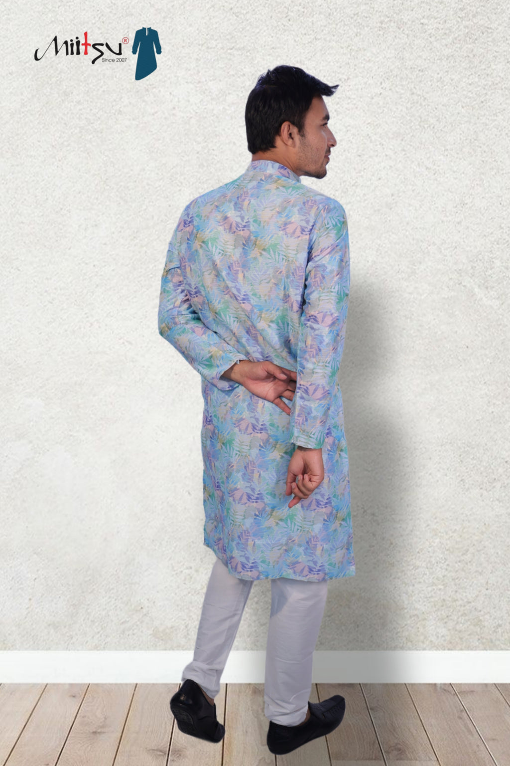 Serene Breeze Pastel Blue Printed Kurta – By Miitsu (4626)