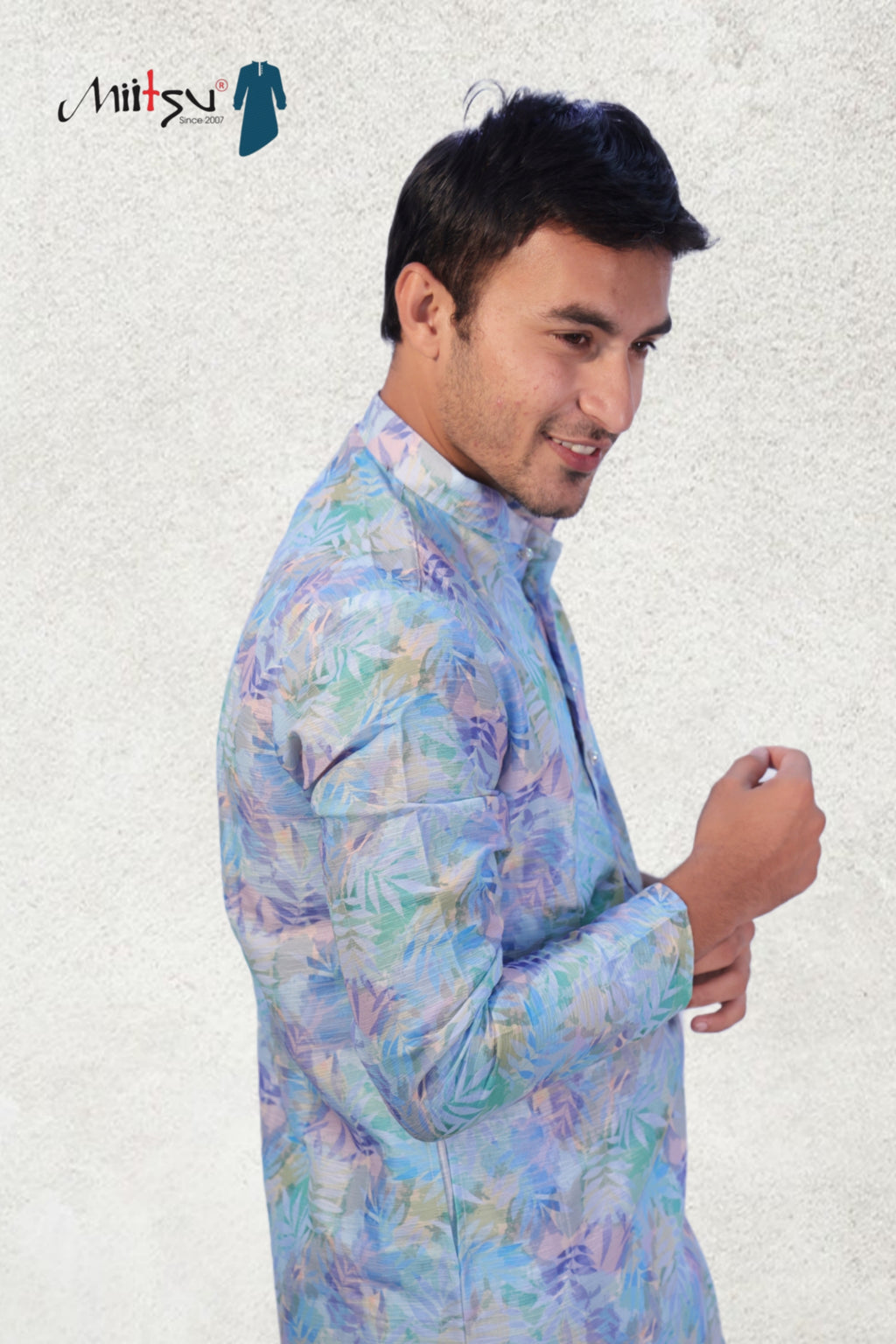 Serene Breeze Pastel Blue Printed Kurta – By Miitsu (4626)