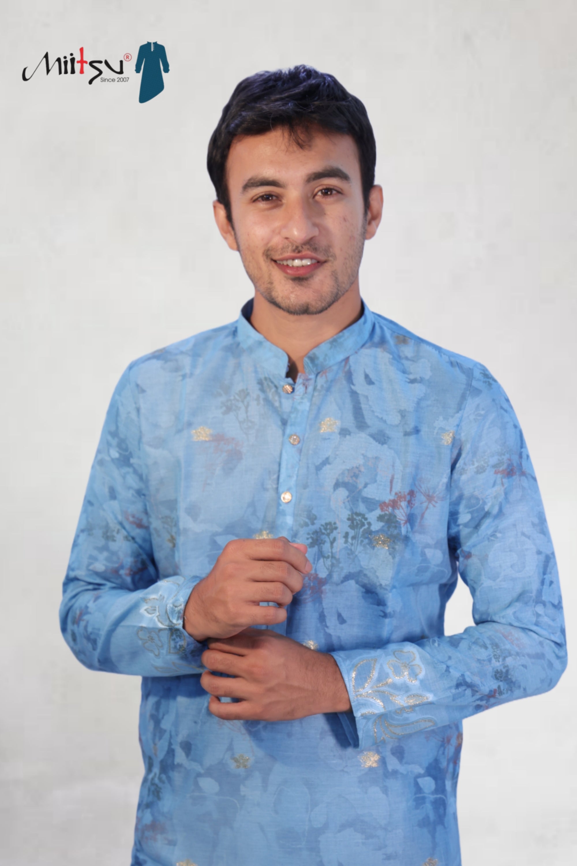 Azure Elegance Jacquard Kurta Set (50058)