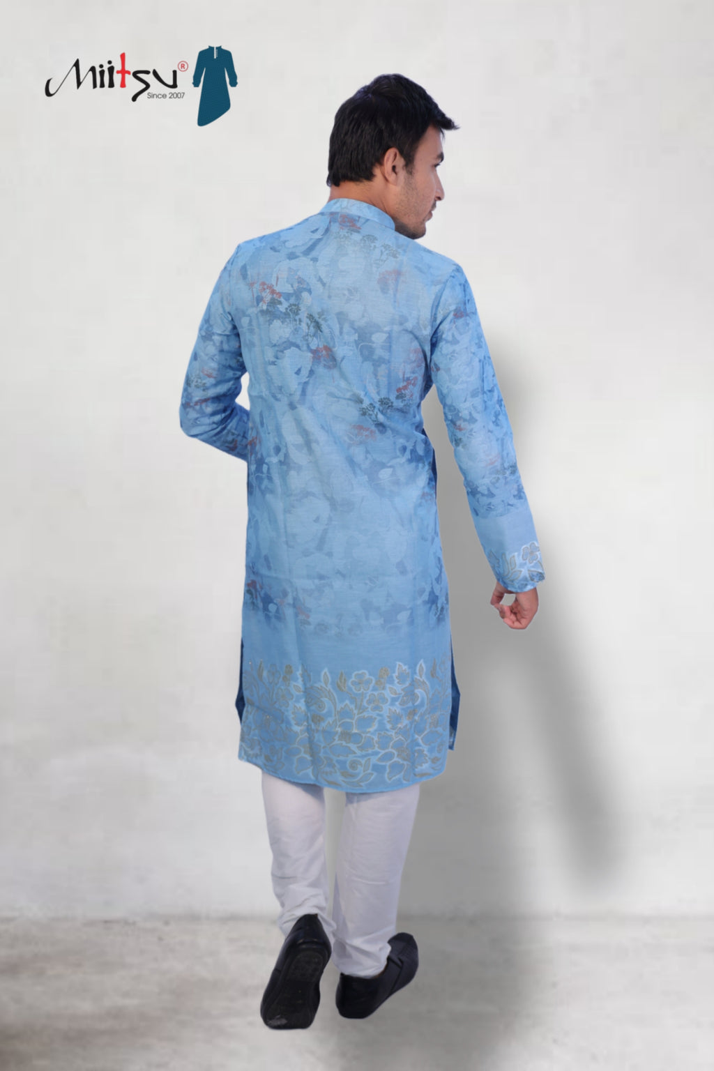 Azure Elegance Jacquard Kurta Set (50058)