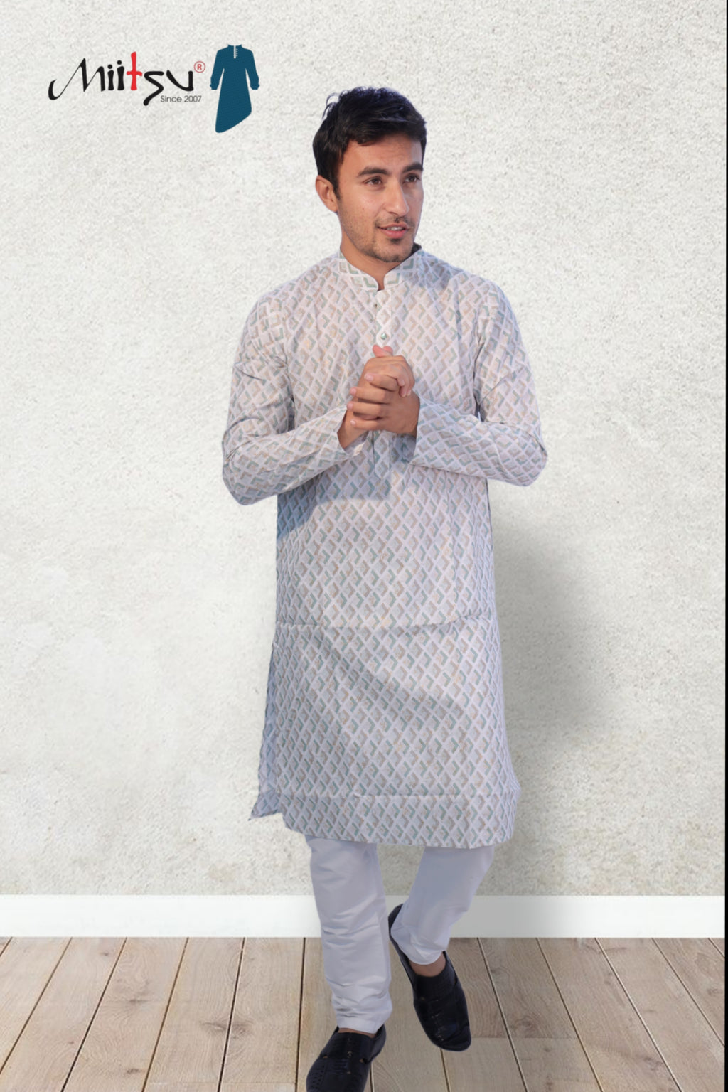 Regal Ivory Geometric Kurta (50056)
