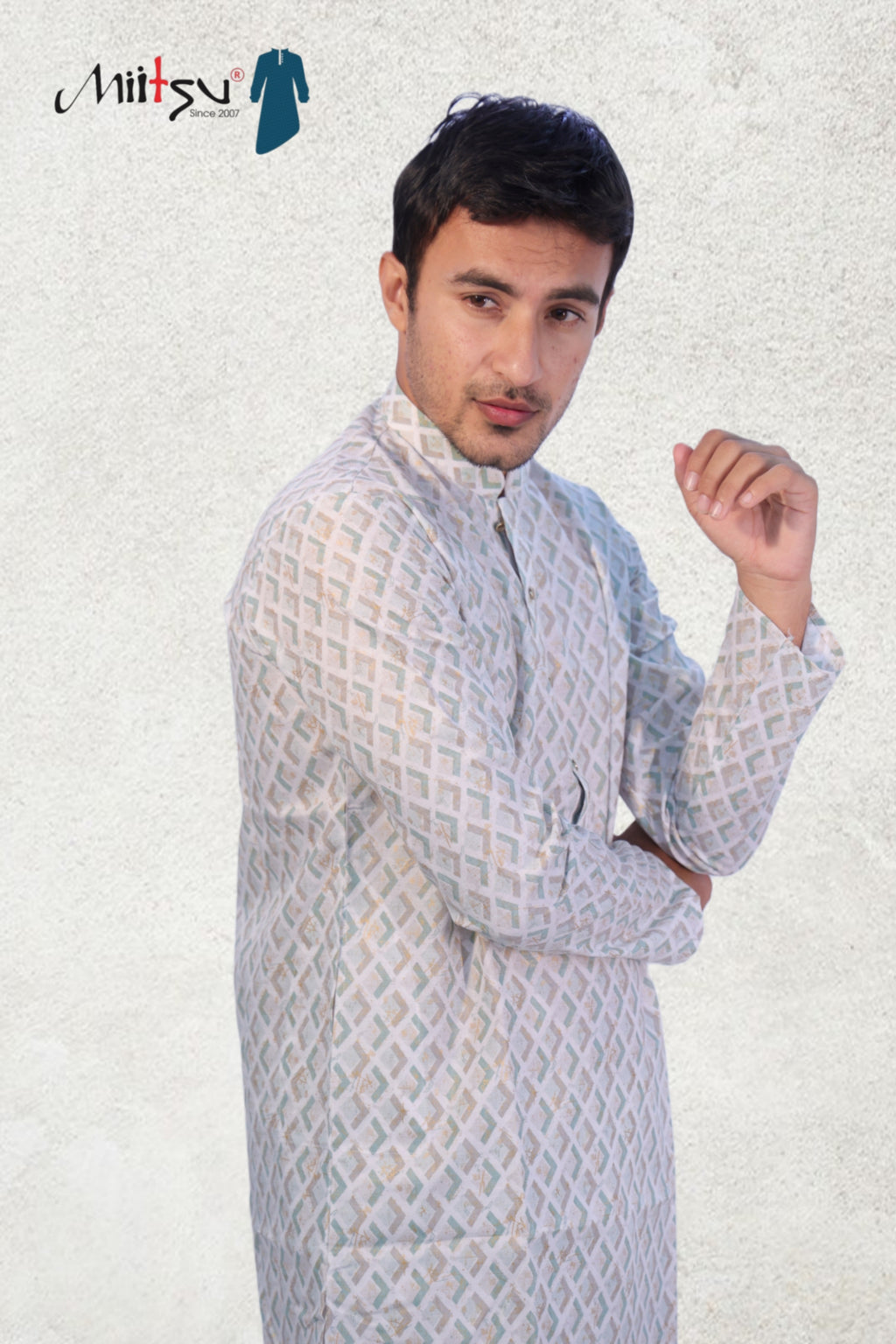 Regal Ivory Geometric Kurta (50056)