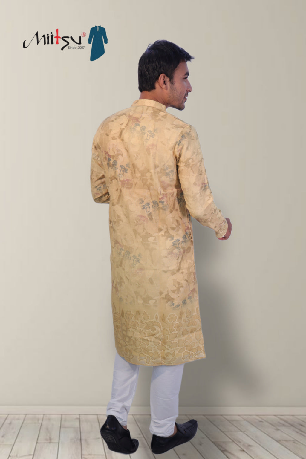 Golden Blossom Silk Kurta Set (50058)