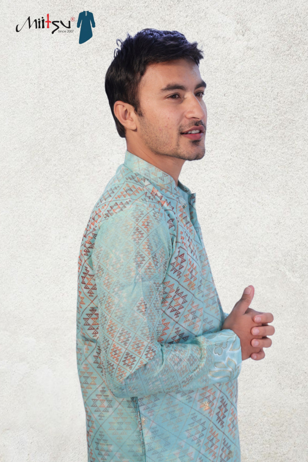 Aqua Prism Geometric Kurta Set (50054)
