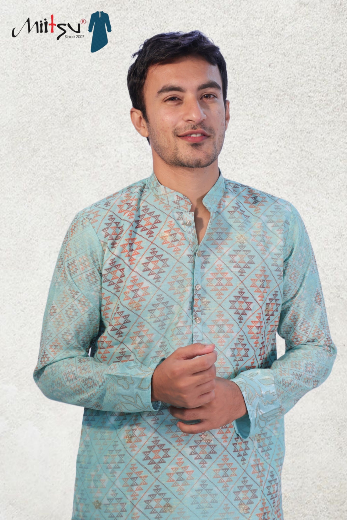 Aqua Prism Geometric Kurta Set (50054)