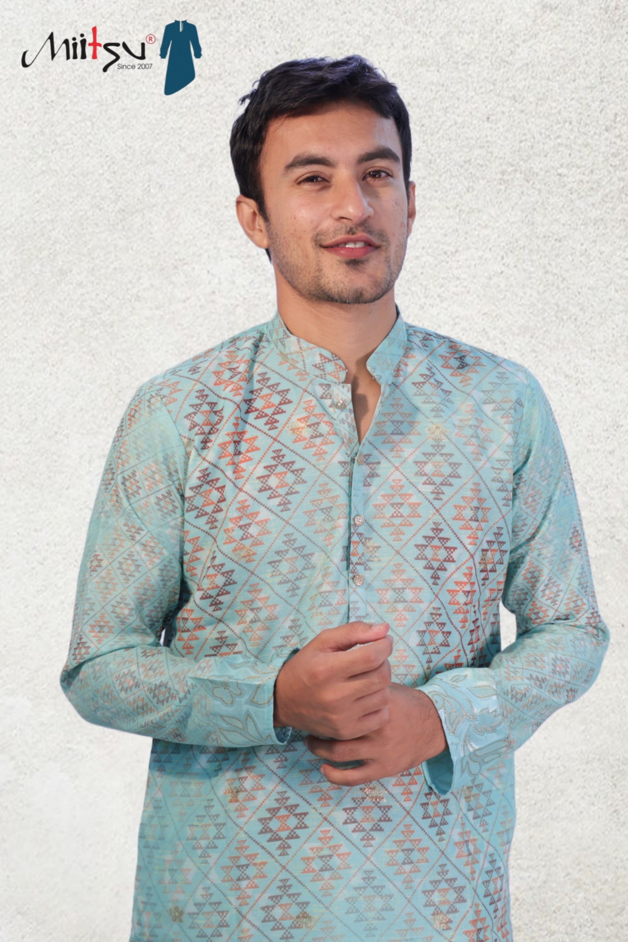 Aqua Prism Geometric Kurta Set (50054)