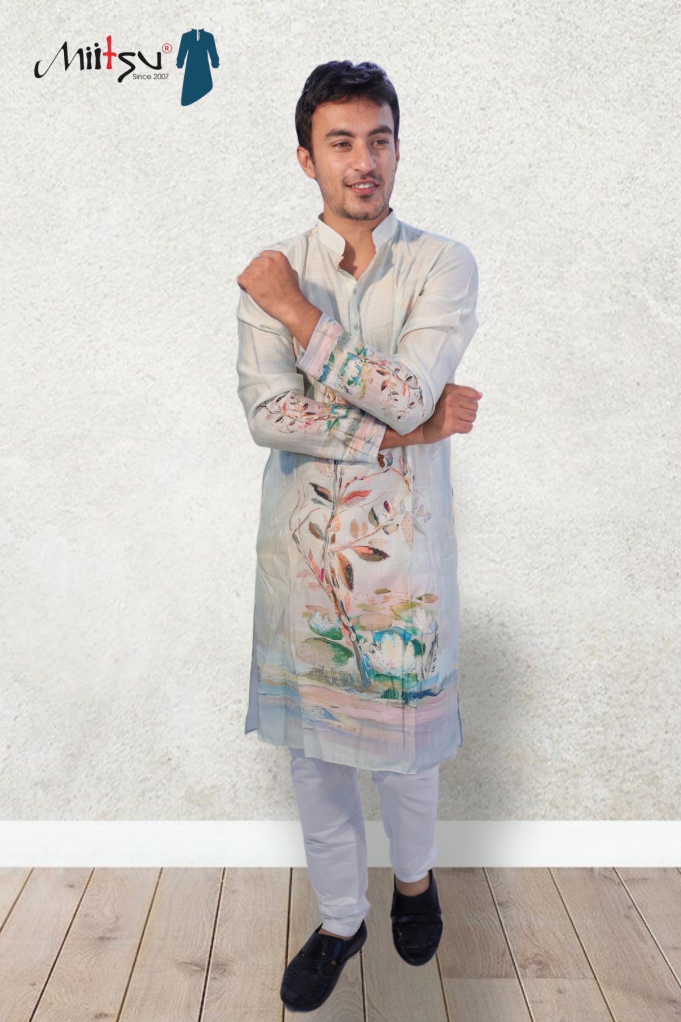 Pastel Serenity Hand-Painted Kurta Set (166)