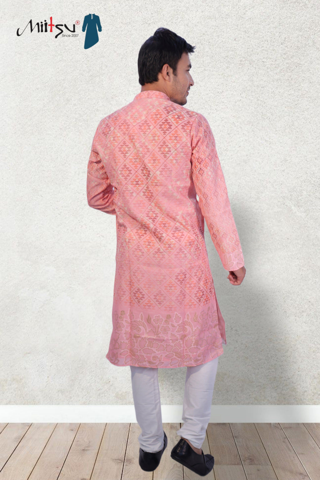 Blush Elegance Jacquard Kurta Set (50054)
