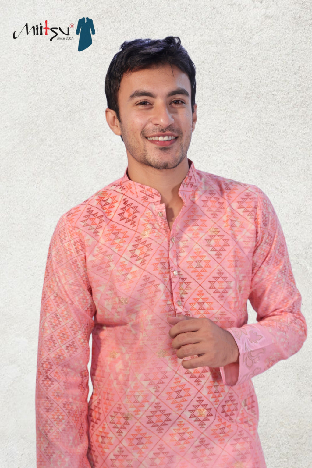 Blush Elegance Jacquard Kurta Set (50054)