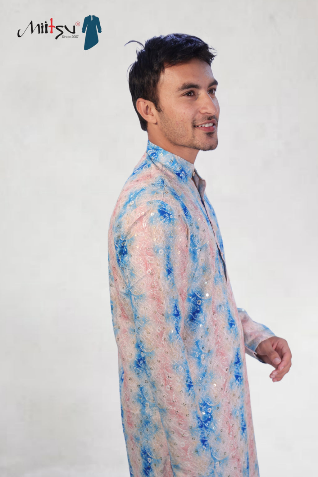 Blush Blue Sparkle Mirror Work Kurta (194)