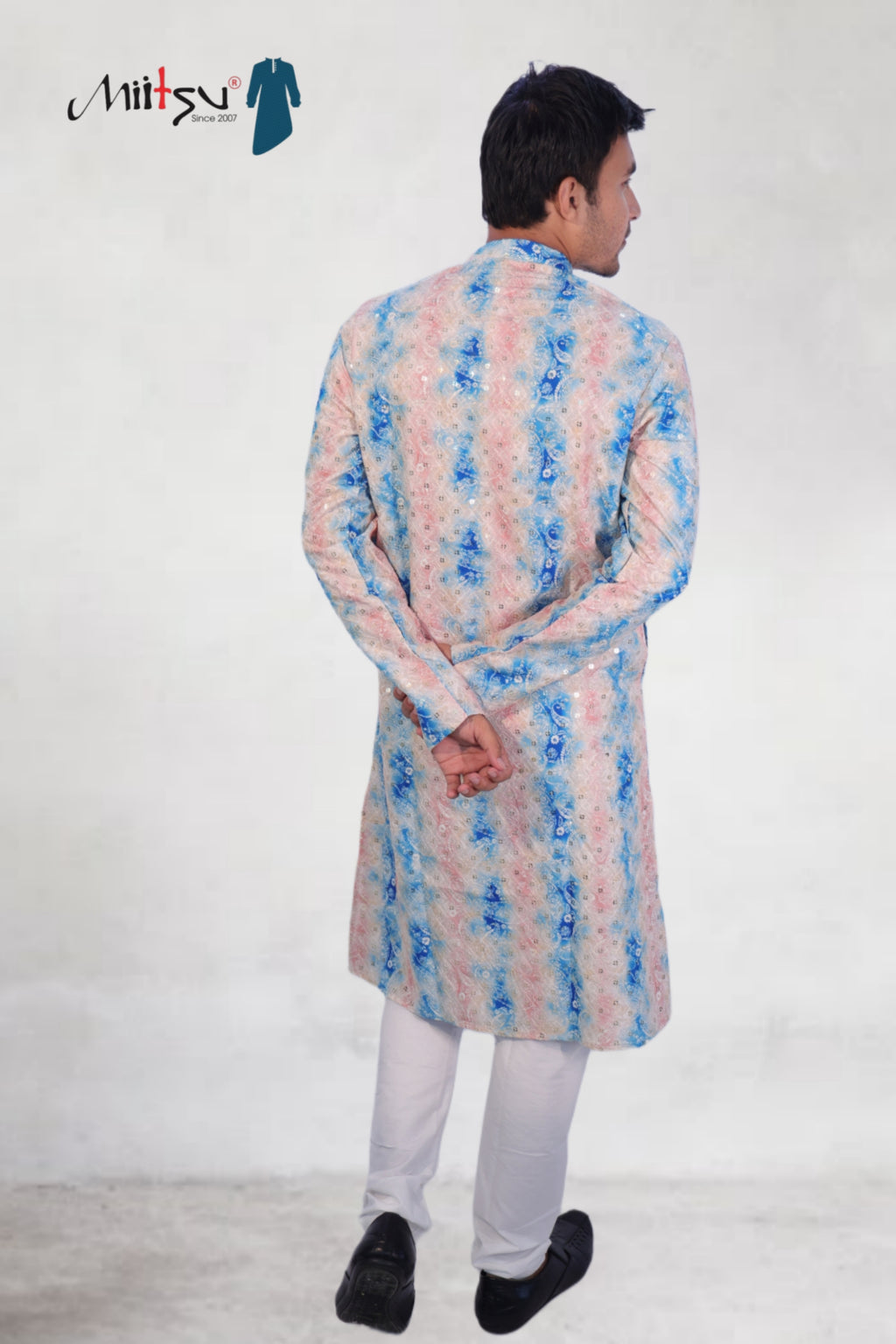 Blush Blue Sparkle Mirror Work Kurta (194)
