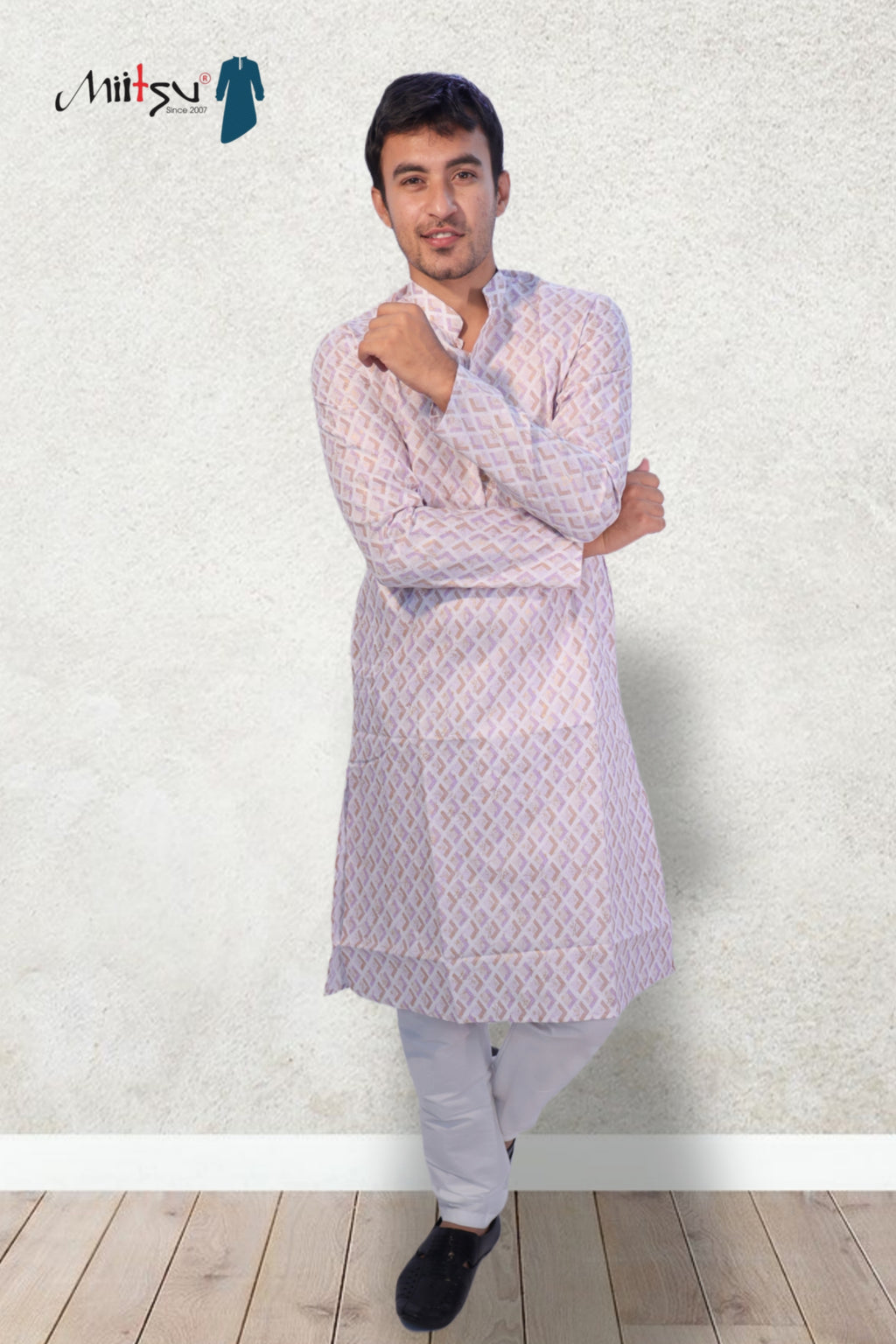 Pastel Charm Geometric Kurta (50056)