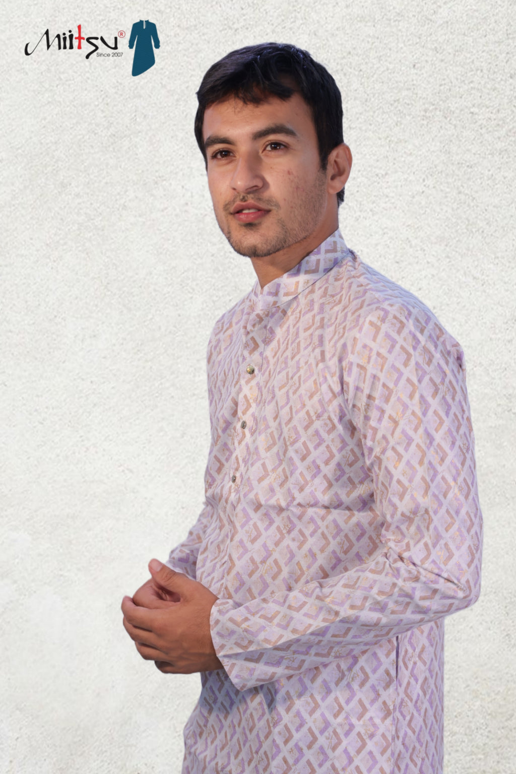 Pastel Charm Geometric Kurta (50056)