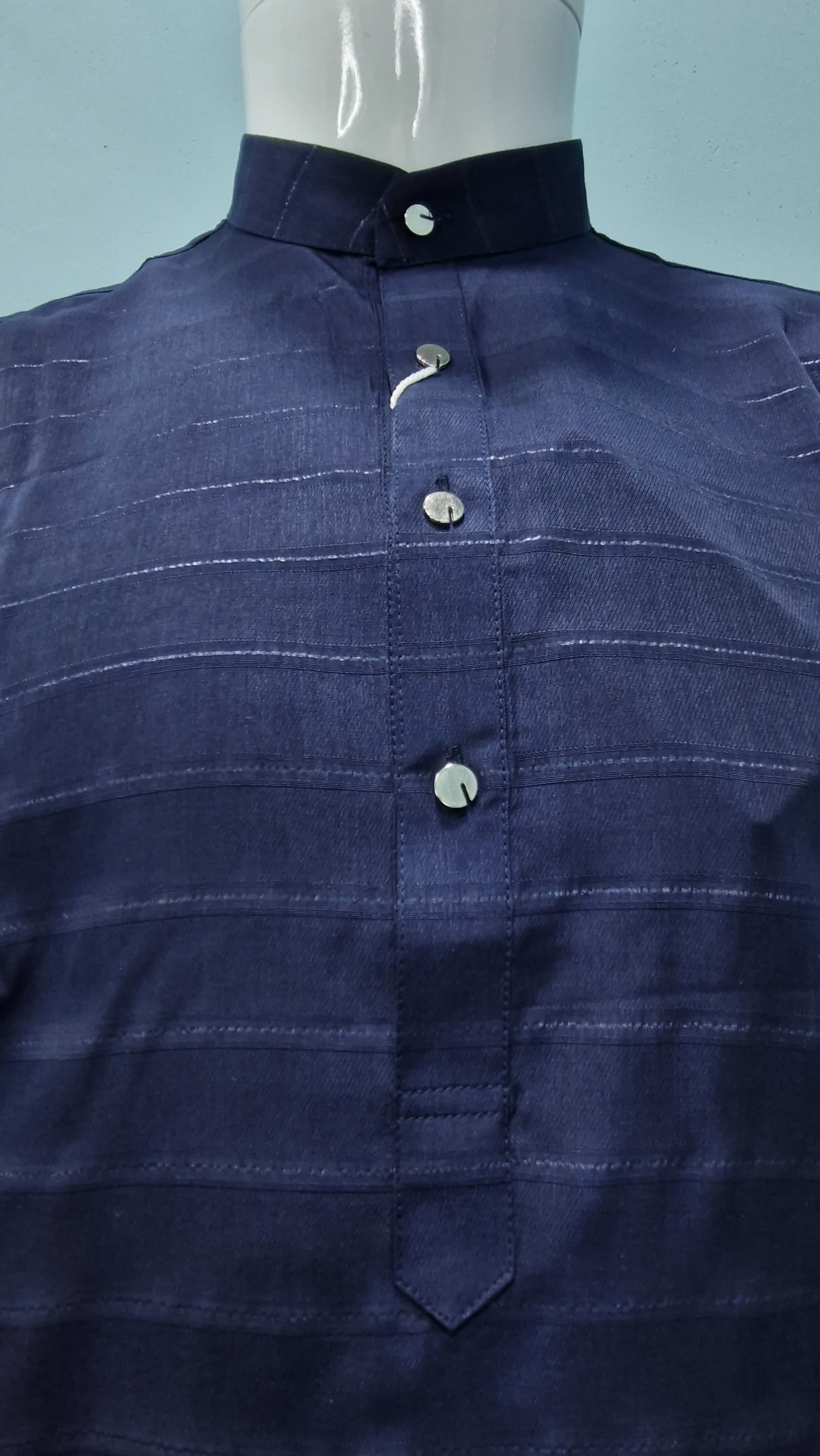 Men's Premium Kurta with Metallic Pinstripes and Jewel Buttons(3210/50)