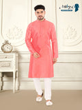 Peach Textured Festive Kurta – Elegant Traditional Wear (4250)
