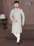 Silver Grey Textured Festive Kurta – Classic Ethnic Elegance (4250)