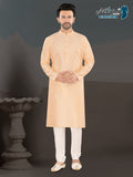 Soft Orange Textured Festive Kurta – Elegant Ethnic Wear for Men (4250)
