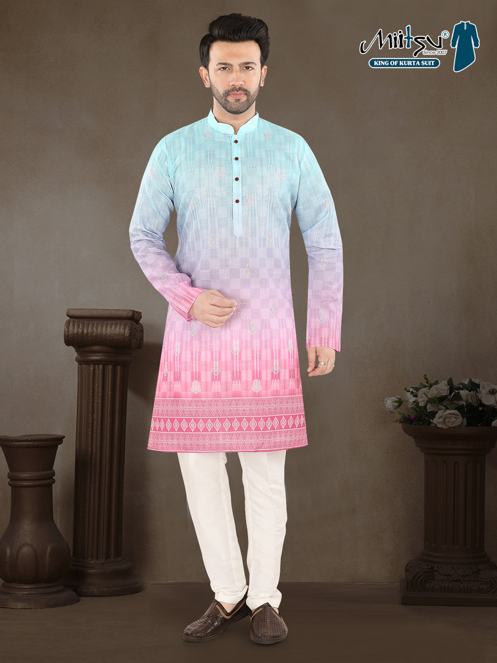 Sky Blush Ombre Jacquard Kurta (4583)