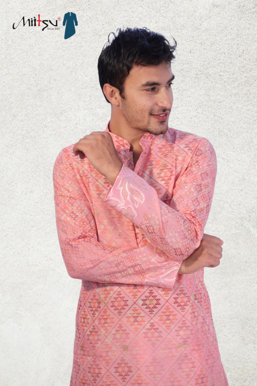 Blush Elegance Jacquard Kurta Set (50054)