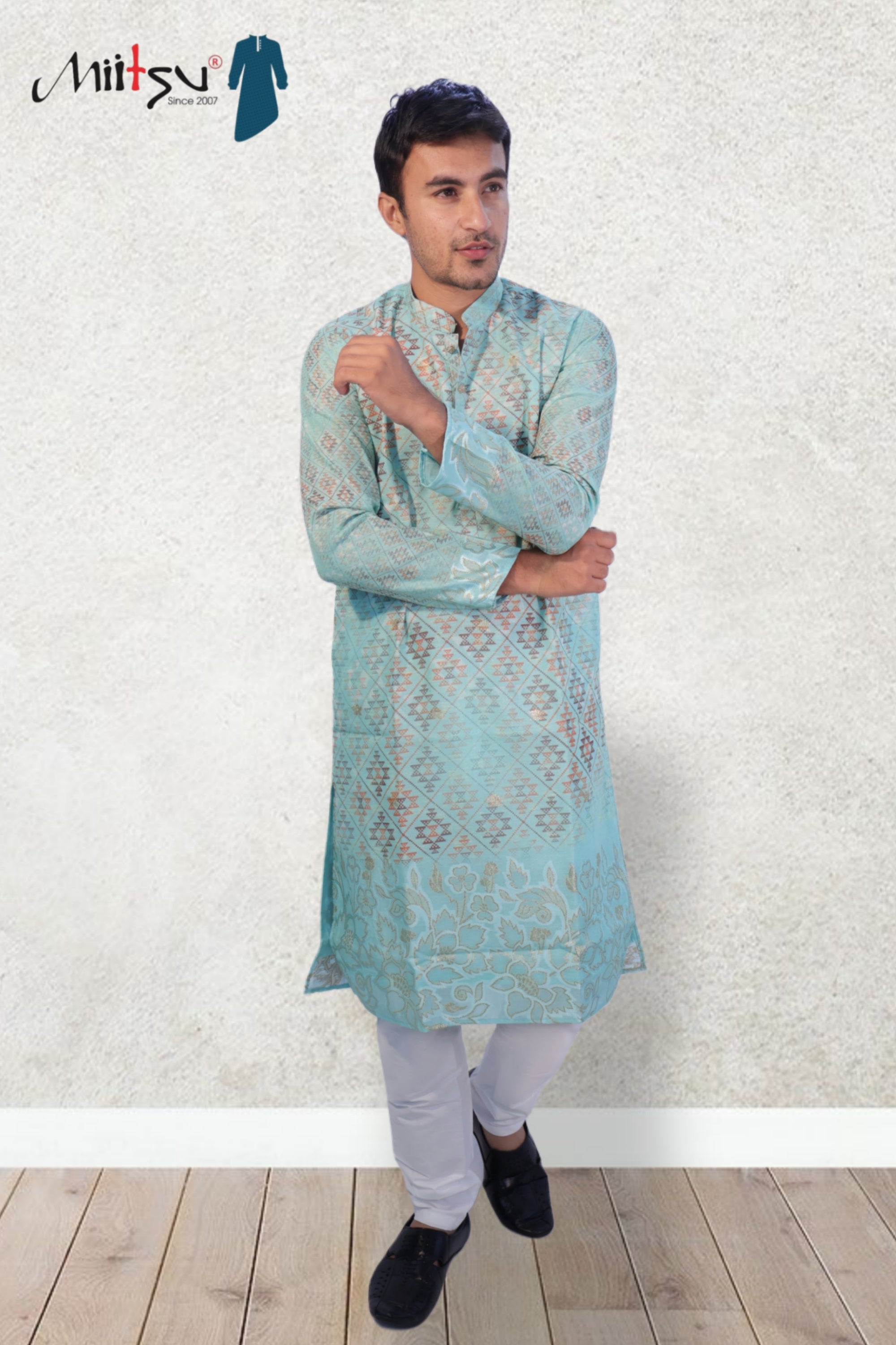 Aqua Prism Geometric Kurta Set (50054)