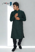 Men’s Deep Emerald Textured Kurta Set  (60022)