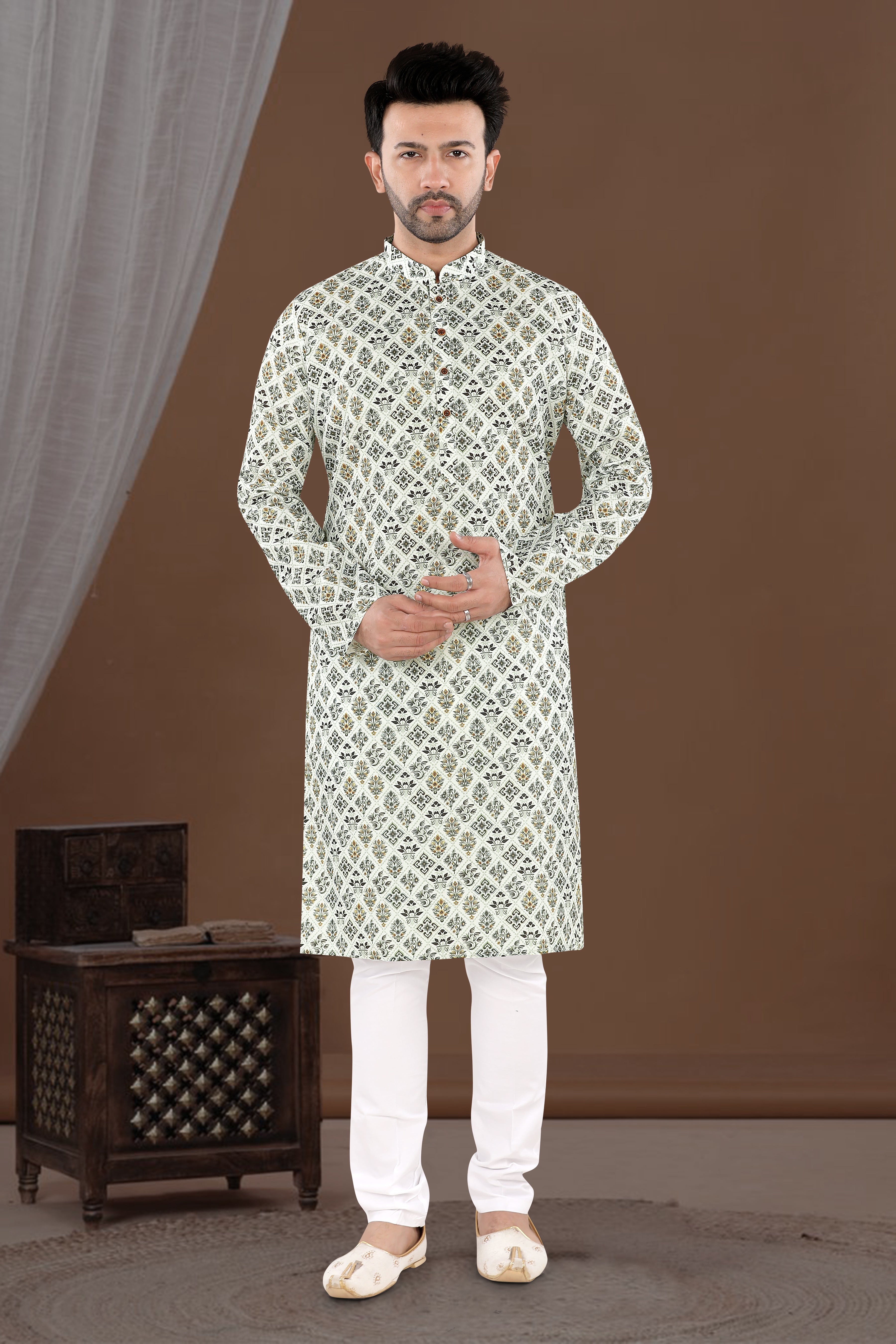 Ivory Heritage Motif Kurta (6547)
