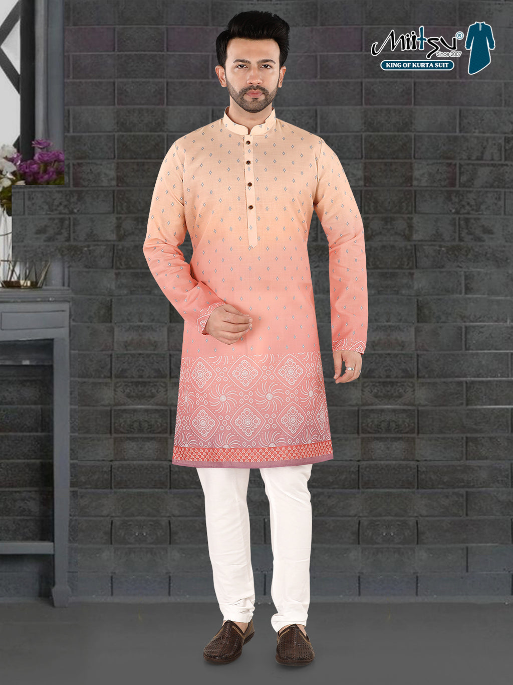 Pink Ethnic Print Kurta (7081)