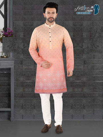 Pink Ethnic Print Kurta (7081)