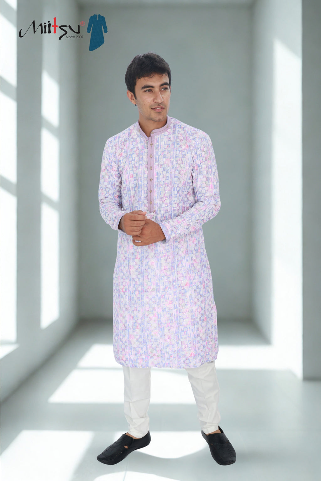 Men’s Pastel Multicolor Kurta Set – Subtle Elegance (7280)