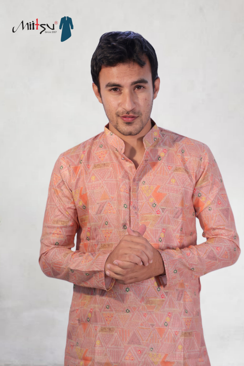 "Coral Charm Printed Kurta – Modern Ethnic Statement" (7449)
